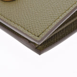 SALVATORE FERRAGAMO Ferragamo Gunchini Khaki Gold Bracket Ladies Leather Bi -fold Wallet A Rank Used Ginzo