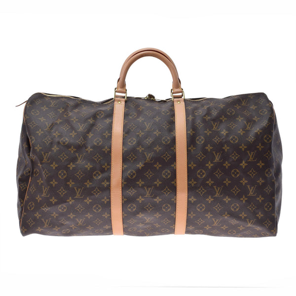 LOUIS VUITTON Louis Vuitton Monogram Kepol 60 Brown M41422 Unisex Monogram Canvas Boston Bag AB Rank Used Ginzo