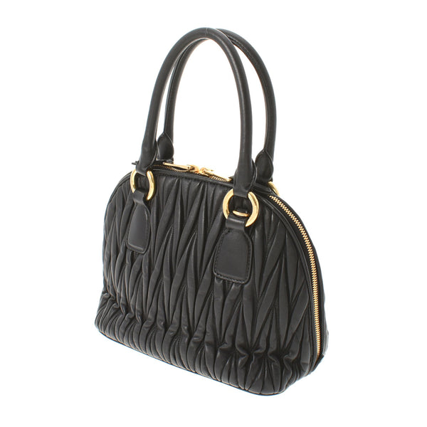MIUMIU Miu Miu Materasse 2WAY Outlet Black Gold Bracket Ladies Leather Handbag AB Rank Used Ginzo