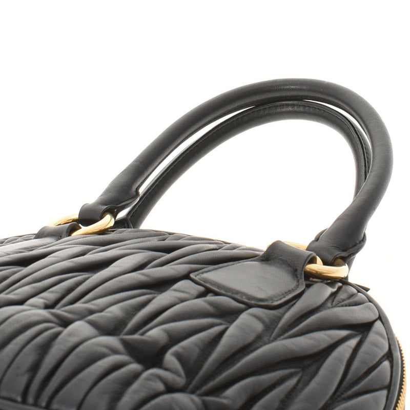 MIUMIU Miu Miu Materasse 2WAY Outlet Black Gold Bracket Ladies Leather Handbag AB Rank Used Ginzo