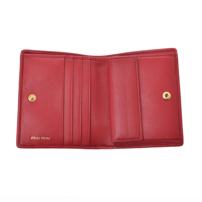 MIUMIU Miu Miu Heart Red 5MV204 Ladies Leather Bi -fold Wallet A Rank used Ginzo
