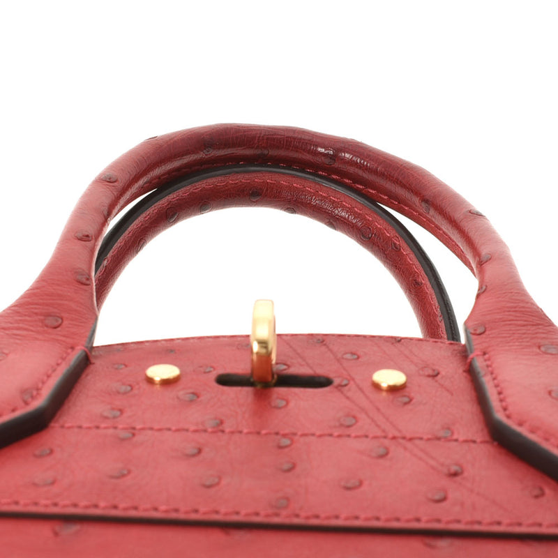 LOUIS VUITTON Louis Vuitton City Stemer PM Red Ladies Ostrich Handbag B Rank used Ginzo