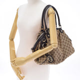 GUCCI Gucci GG Pattern Outlet 2WAY Tea Ladies Canvas Leather Handbag A Rank used Ginzo