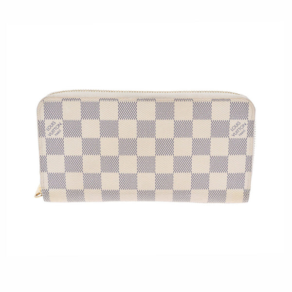 LOUIS VUITTON Louis Vuitton Damier Azur Zippy Wallet White N41660 Unisex Damier Zuru Canvas Long Wallet B Rank Used Ginzo