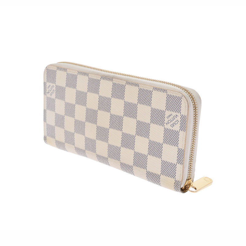 LOUIS VUITTON Louis Vuitton Damier Azur Zippy Wallet White N41660 Unisex Damier Zuru Canvas Long Wallet B Rank Used Ginzo