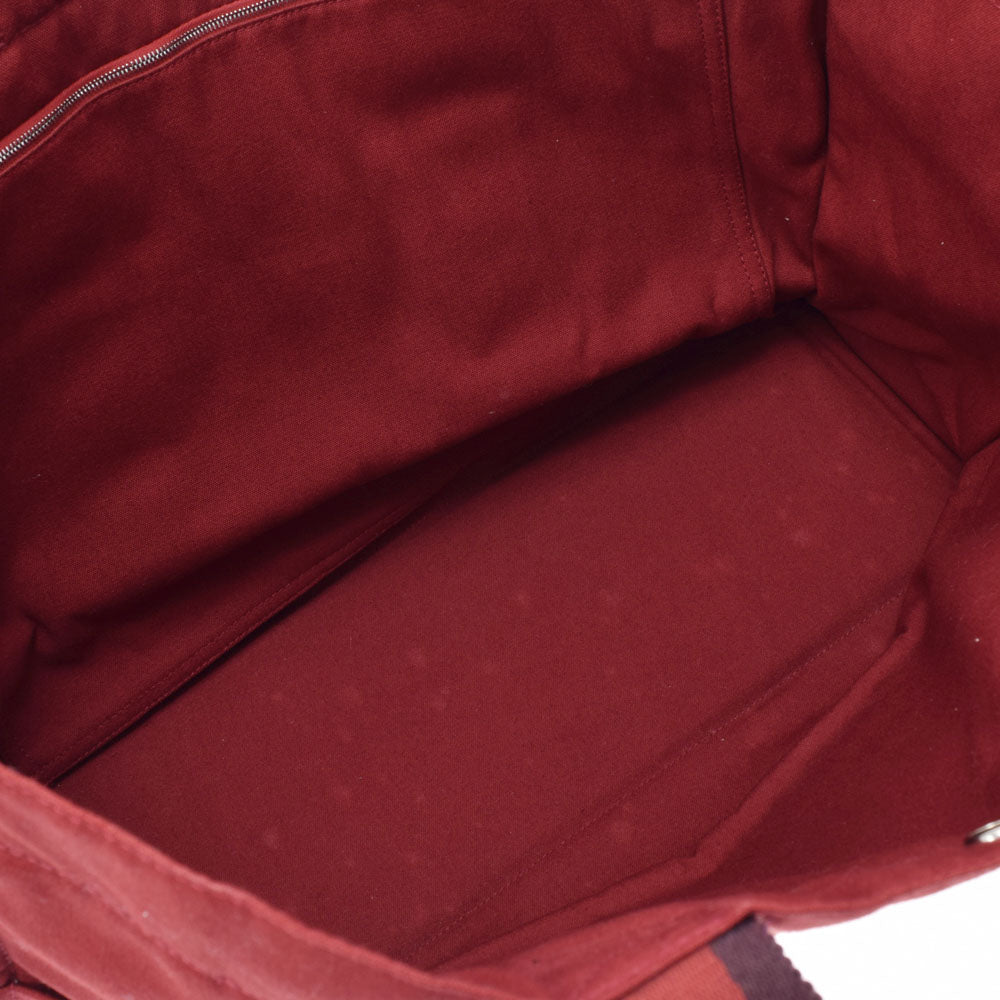 HERMES トートバッグ 赤 キャンバス エルメスGM 14140 赤 ユニセックス キャンバス トートバッグ HERMES