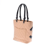 CHANEL Chanel Cambon Line Small Beige/Black Ladies Calf Tote Bag AB Rank Used Ginzo