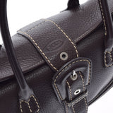 TOD’S トッズ ダークブラウン レディース  レザー型押し ハンドバッグ ABランク 中古 銀蔵