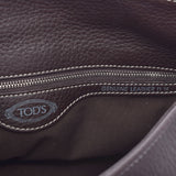 TOD’S トッズ ダークブラウン レディース  レザー型押し ハンドバッグ ABランク 中古 銀蔵