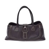 TOD’S トッズ ダークブラウン レディース  レザー型押し ハンドバッグ ABランク 中古 銀蔵