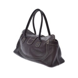 TOD’S トッズ ダークブラウン レディース  レザー型押し ハンドバッグ ABランク 中古 銀蔵