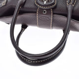 TOD’S トッズ ダークブラウン レディース  レザー型押し ハンドバッグ ABランク 中古 銀蔵