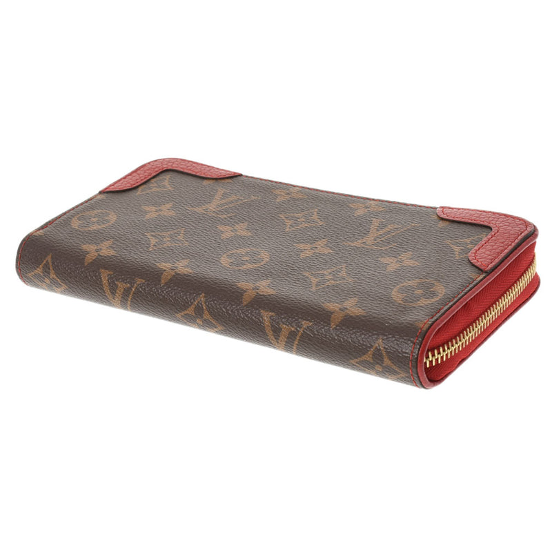 路易威顿路易·维顿（Louis Vuitton）路易·威登（Louis Vuitton）会标Zippy Wallet Retro Retro三（红色）M61854女士会标帆布帆布长钱包AB级使用Ginzo