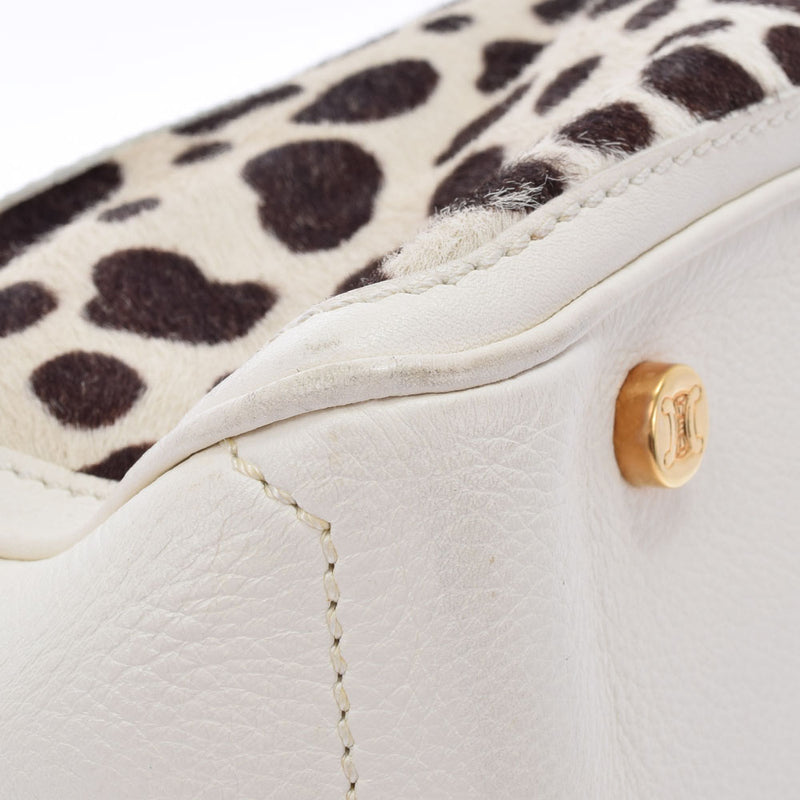 Celine Celine Buggy Bag White/Tea Gold Bracket Ladies Leather Harako GP Handbag AB Rank Used Ginzo