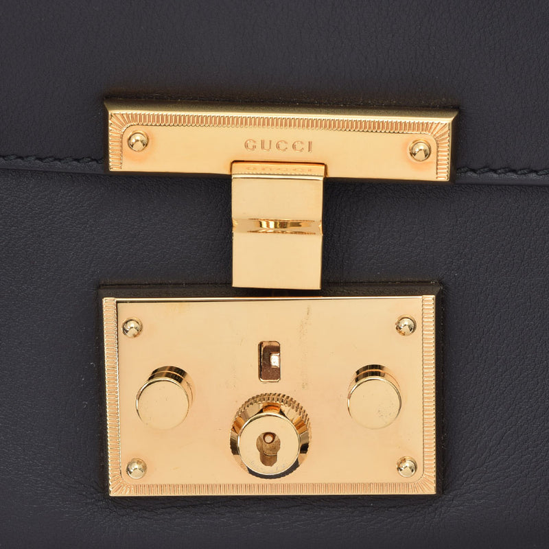 Gucci Gucci连锁肩部出口黑色女士小牛GP支架肩带置于级别的Ginzo