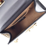 Gucci Gucci连锁肩部出口黑色女士小牛GP支架肩带置于级别的Ginzo