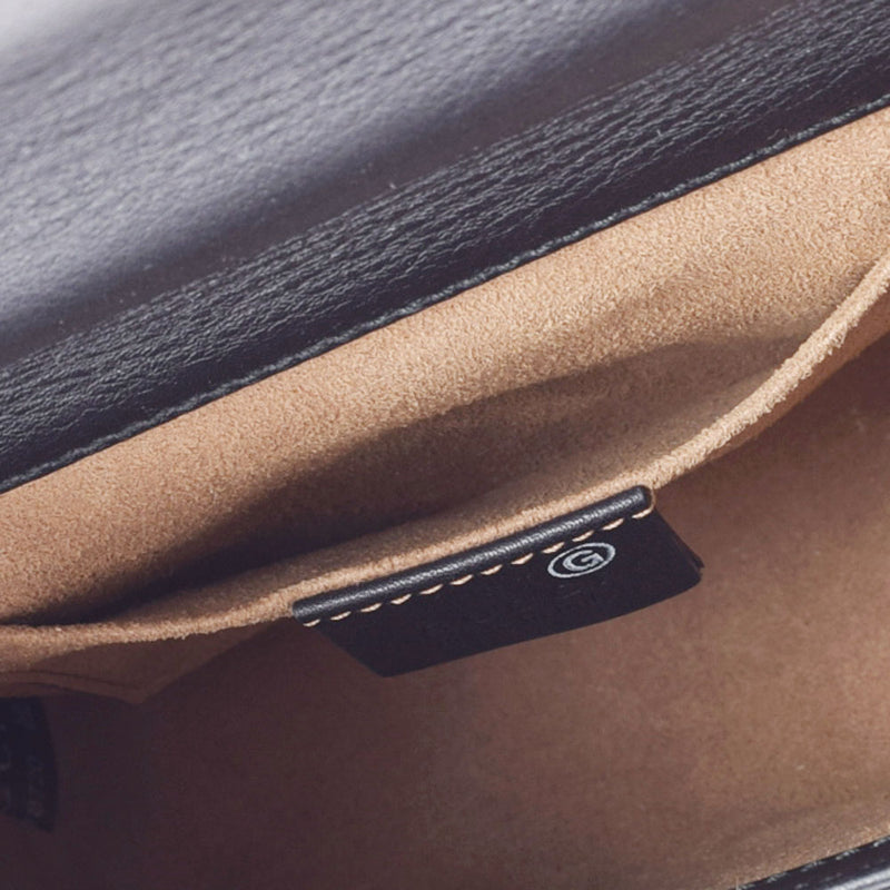 Gucci Gucci连锁肩部出口黑色女士小牛GP支架肩带置于级别的Ginzo