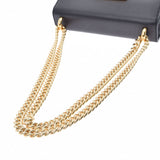 Gucci Gucci连锁肩部出口黑色女士小牛GP支架肩带置于级别的Ginzo