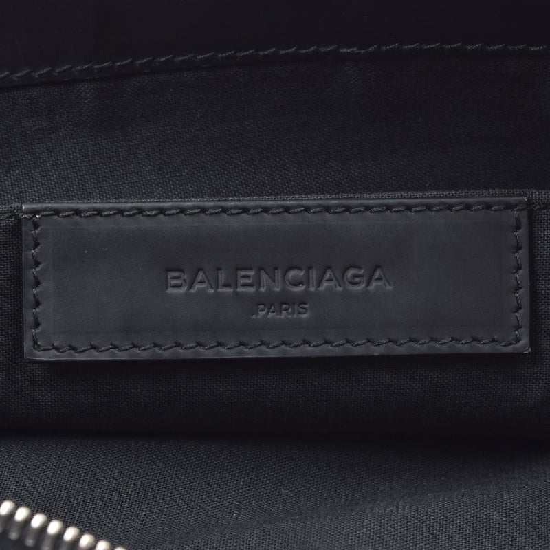 BALENCIAGA バレンシアガ ネイビークリップ クラッチバッグ 黒 メンズ キャンバス/レザー セカンドバッグ Bランク 中古 銀蔵