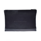 BALENCIAGA バレンシアガ ネイビークリップ クラッチバッグ 黒 メンズ キャンバス/レザー セカンドバッグ Bランク 中古 銀蔵