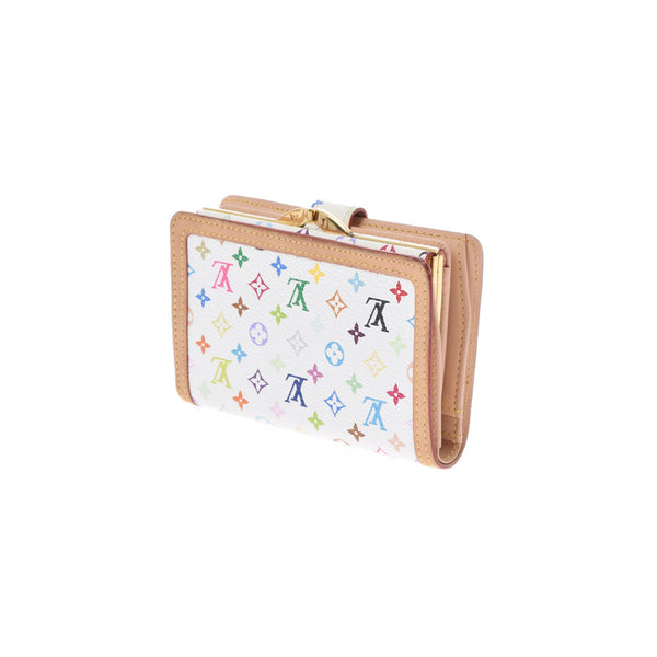 LOUIS VUITTON Louis Vuitton Multi -Color Portofoy Yubienova Bron (White) M92987 Ladies Monogram Multi -Color Bi -Fold Wallet AB Rank Used Ginzo