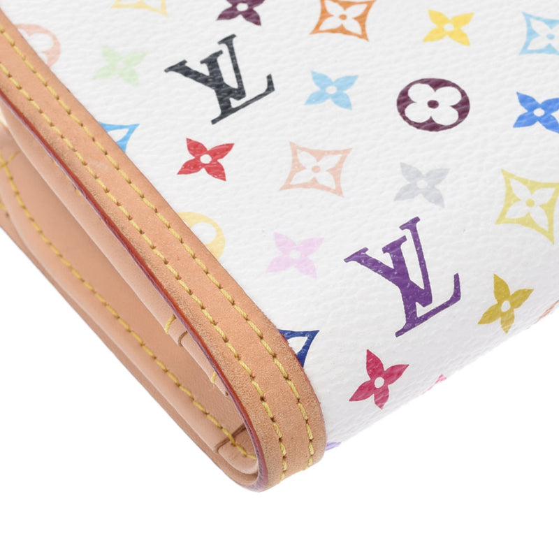 LOUIS VUITTON Louis Vuitton Multi -Color Portofoy Yubienova Bron (White) M92987 Ladies Monogram Multi -Color Bi -Fold Wallet AB Rank Used Ginzo