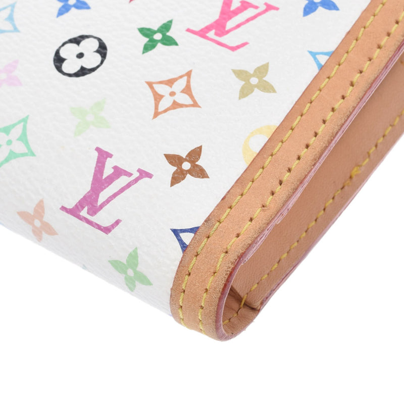 LOUIS VUITTON Louis Vuitton Multi -Color Portofoy Yubienova Bron (White) M92987 Ladies Monogram Multi -Color Bi -Fold Wallet AB Rank Used Ginzo