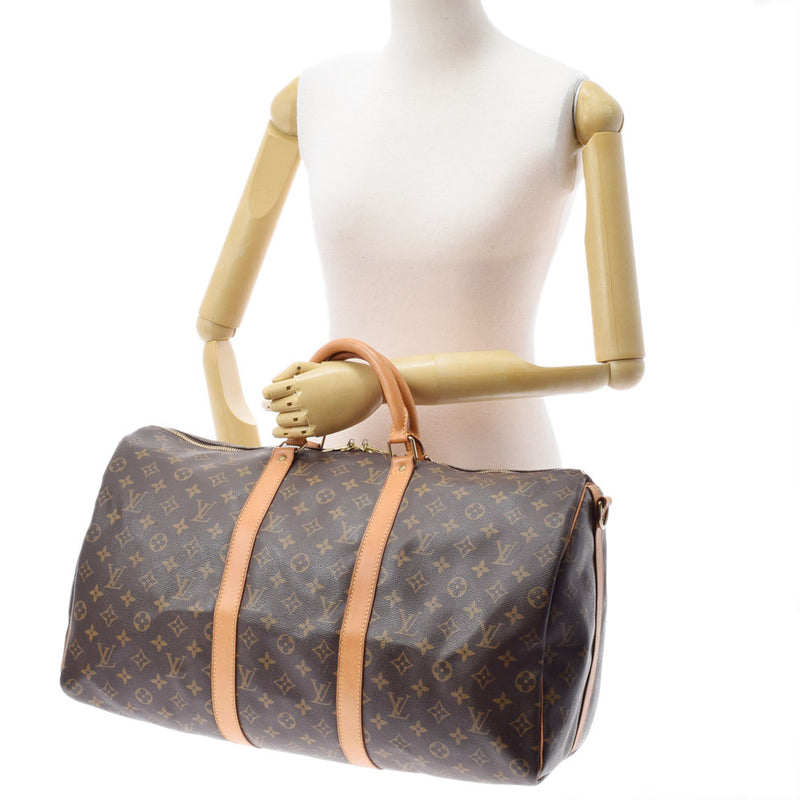 LOUIS VUITTON Louis Vuitton Monogram Keepol Band Riere 50 Brown M41416 Unisex Monograph Boston Bag B Rank used Ginzo