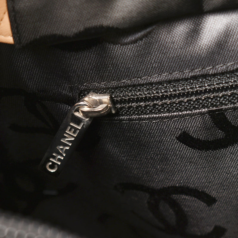 CHANEL Chanel Cambon Line Medium Tote Beige/Black Ladies Calf Tote Bag AB Rank Used Ginzo