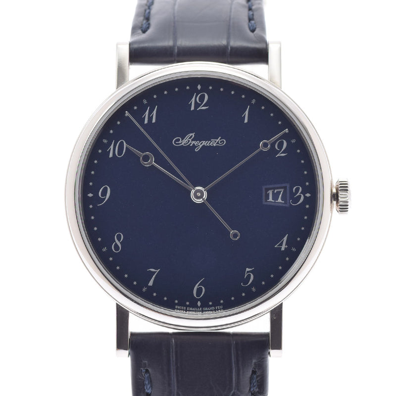 BREGUET ブレゲ クラシック 5177 5177BB/Y2/9V6 メンズ WG/革 腕時計 自動巻き 青文字盤 Aランク 中古 銀蔵