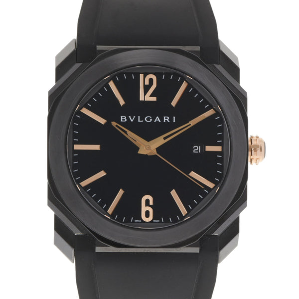 BVLGARI Bulgali Otoranero BG041BBSVD Men's SS/Rubber Watch Automatic Black Dial A Rank Used Ginzo