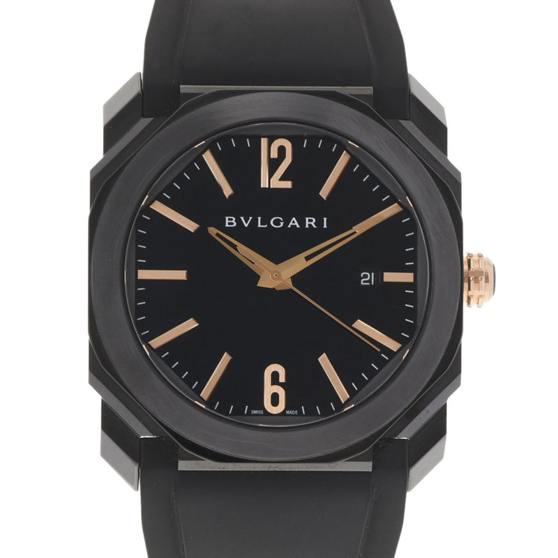 BVLGARI Bulgali Otoranero BG041BBSVD Men's SS/Rubber Watch Automatic Black Dial A Rank Used Ginzo