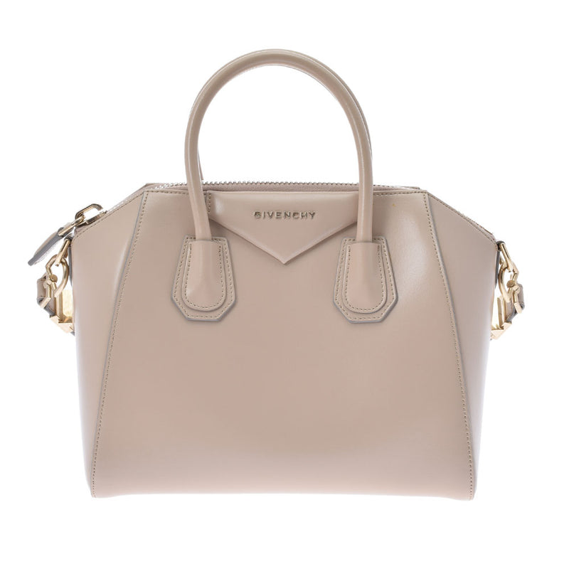 GIVENCHY ジバンシー アンティゴナ スモール 2WAY ベージュ GP金具 レディース レザー ハンドバッグ ABランク 中古 銀蔵