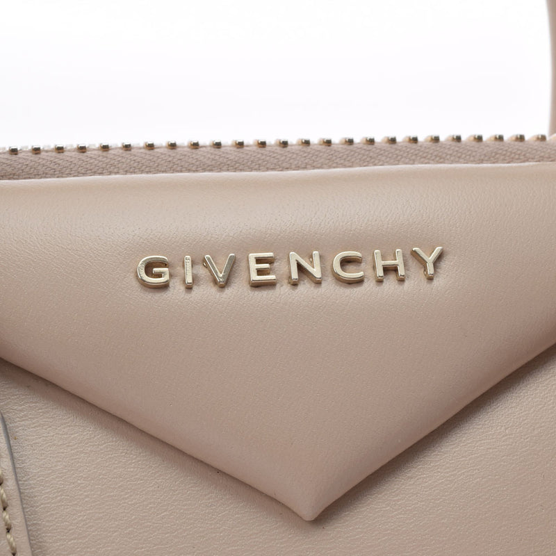 GIVENCHY ジバンシー アンティゴナ スモール 2WAY ベージュ GP金具 レディース レザー ハンドバッグ ABランク 中古 銀蔵