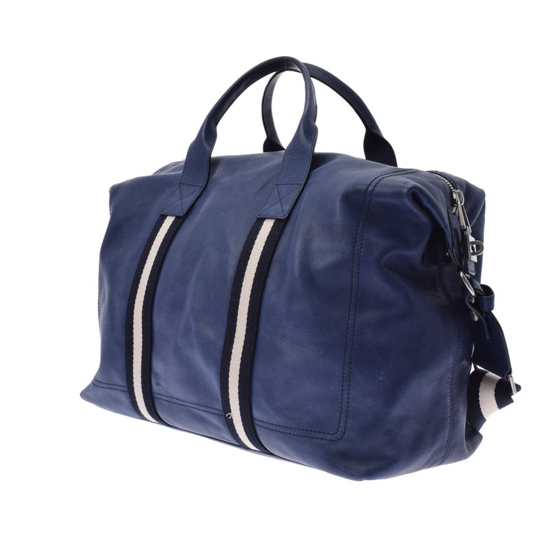 Bally Barry 2Way Blue Men's Leather Boston Bag B Rank二手Ginzo