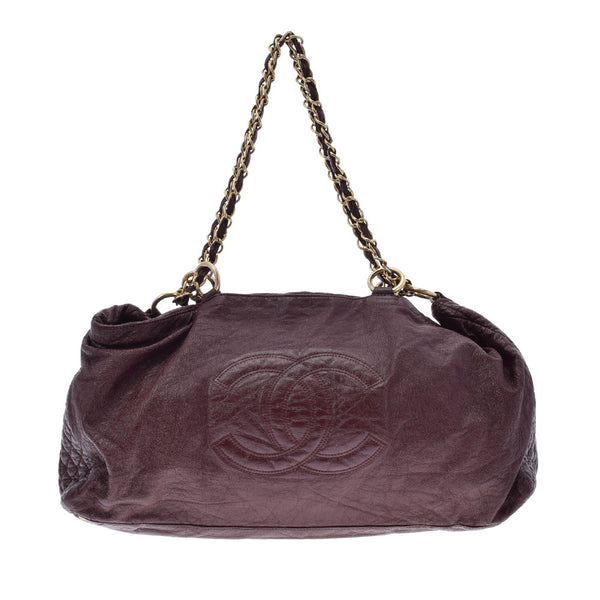 CHANEL Chanel Coco Bass Chain Tote Bordeaux Gold Bracket Ladies Leather Tote Bag B Rank used Ginzo