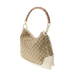 GUCCI Gucci Bamboo 2WAY Semi Shoulder Bag Beige/White 282315 Ladies Bamboo GG Canvas Leather 2WAY Bag B Rank used Ginzo