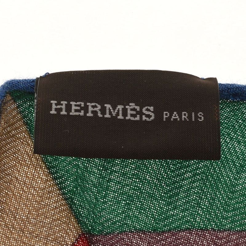 HERMES エルメス ロザンジュ ベルト柄　 マルチカラー レディース カシミア 70% シルク 30% スカーフ Aランク 中古 銀蔵