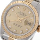 ROLEX ロレックス デイトジャスト 10Pダイヤ 69173G レディース YG/SS 腕時計 自動巻き シャンパン文字盤 Aランク 中古 銀蔵