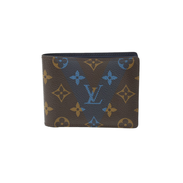 LOUIS VUITTON ルイヴィトン モノグラム ポルトフォイユ ミュルティプル  ブラウン/ブルー M61169 メンズ モノグラムキャンバス 二つ折り財布 Bランク 中古 銀蔵