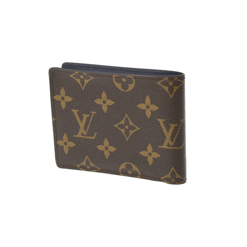 LOUIS VUITTON ルイヴィトン モノグラム ポルトフォイユ ミュルティプル  ブラウン/ブルー M61169 メンズ モノグラムキャンバス 二つ折り財布 Bランク 中古 銀蔵