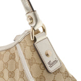 GUCCI グッチ アクセサリーポーチ ハンドバッグ ベージュ/シルバー 130939 レディース GGキャンバス レザー セミショルダーバッグ ABランク 中古 銀蔵