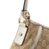 GUCCI グッチ アクセサリーポーチ ハンドバッグ ベージュ/シルバー 130939 レディース GGキャンバス レザー セミショルダーバッグ ABランク 中古 銀蔵