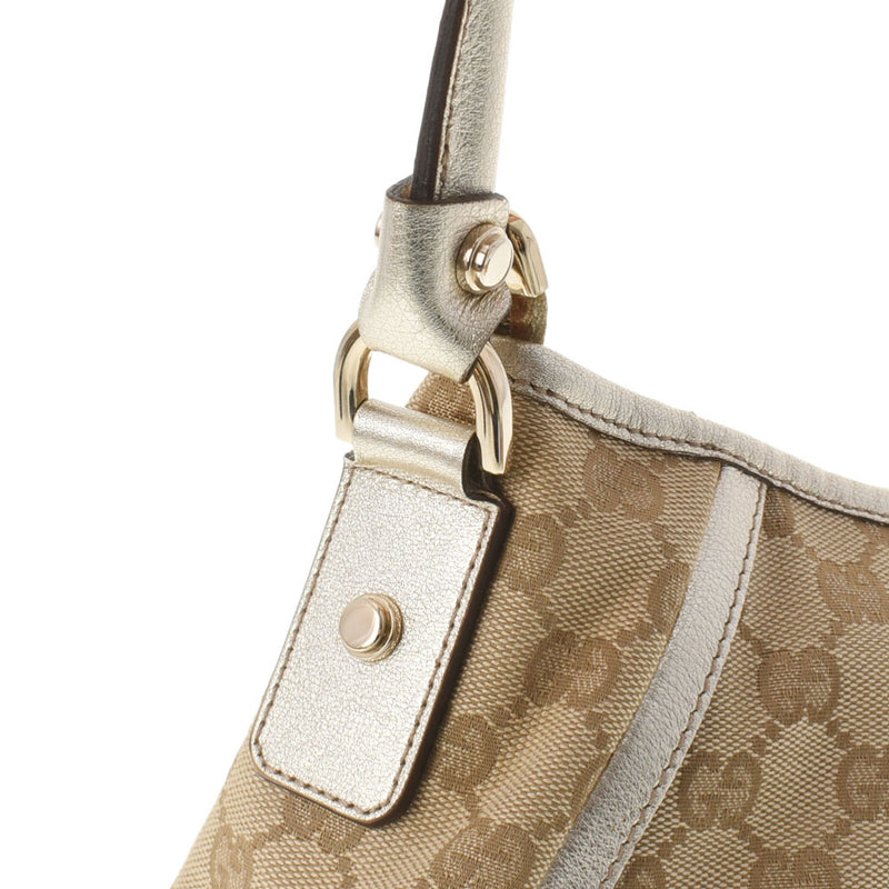 GUCCI グッチ アクセサリーポーチ ハンドバッグ ベージュ/シルバー 130939 レディース GGキャンバス レザー セミショルダーバッグ ABランク 中古 銀蔵
