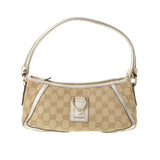 GUCCI グッチ アクセサリーポーチ ハンドバッグ ベージュ/シルバー 130939 レディース GGキャンバス レザー セミショルダーバッグ ABランク 中古 銀蔵