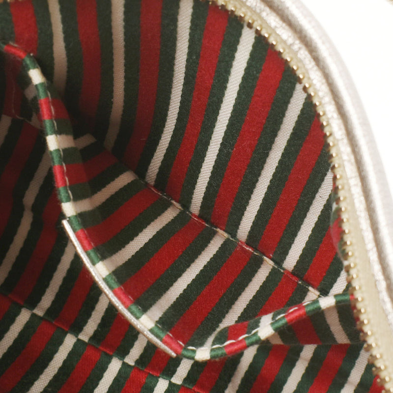 GUCCI グッチ アクセサリーポーチ ハンドバッグ ベージュ/シルバー 130939 レディース GGキャンバス レザー セミショルダーバッグ ABランク 中古 銀蔵