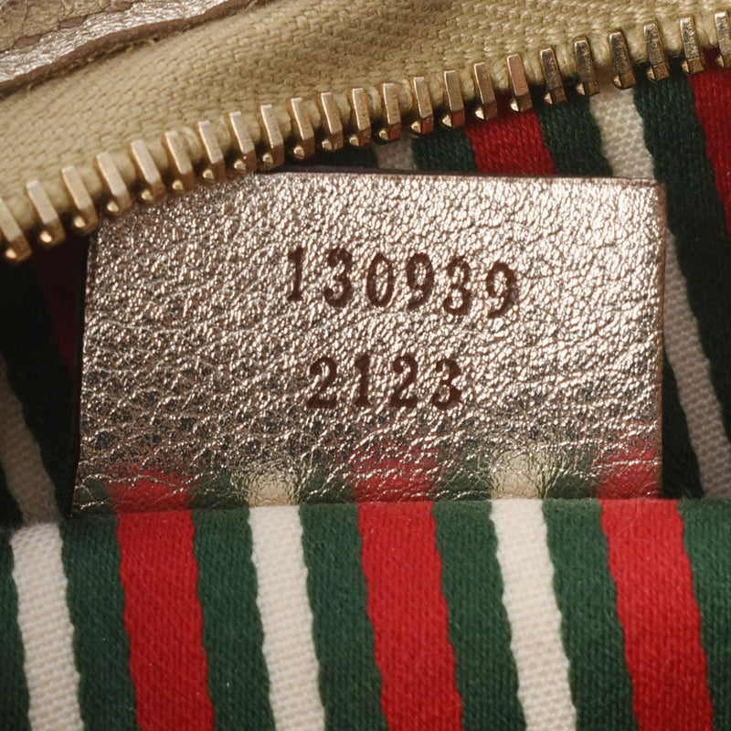 GUCCI グッチ アクセサリーポーチ ハンドバッグ ベージュ/シルバー 130939 レディース GGキャンバス レザー セミショルダーバッグ ABランク 中古 銀蔵