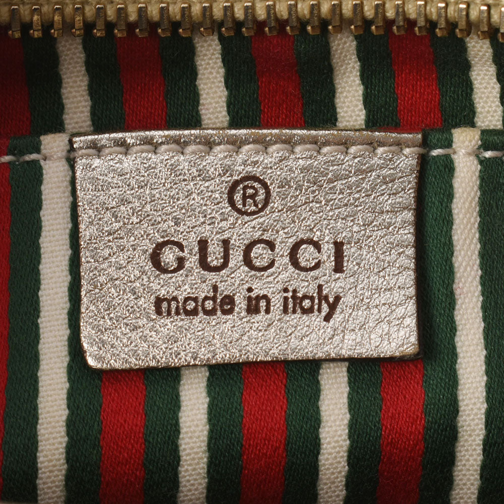 グッチアクセサリーポーチ ハンドバッグ ベージュ/シルバー レディース