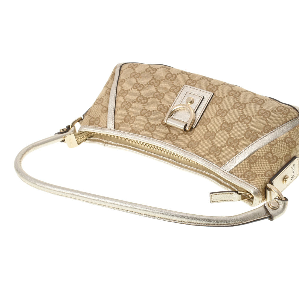 グッチアクセサリーポーチ ハンドバッグ ベージュ/シルバー レディース