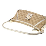 GUCCI グッチ アクセサリーポーチ ハンドバッグ ベージュ/シルバー 130939 レディース GGキャンバス レザー セミショルダーバッグ ABランク 中古 銀蔵